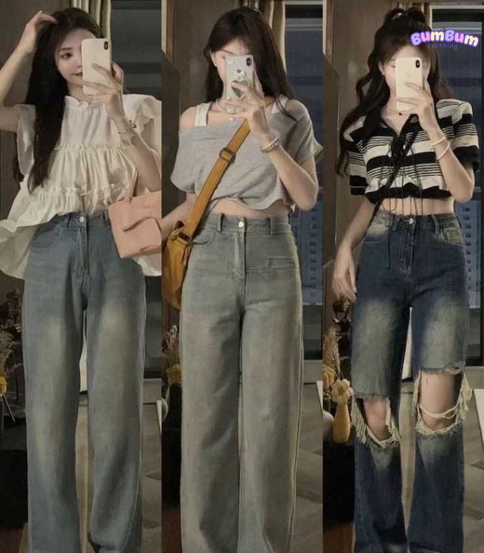 Phối đồ với quần jean ống rộng theo từng phong cách