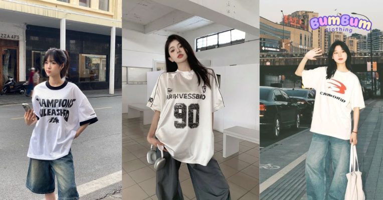 phối đồ với áo thun oversize nữ