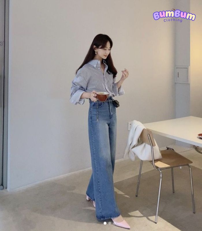 Vì sao cách phối quần ống rộng với áo sơ mi được ưa chuộng?